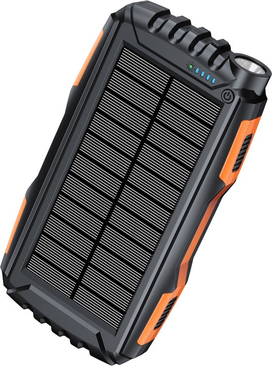 Sounix Powerbank 30000 mAh - Powerbank zonneenergie - 2 USB A & 1 USB C - 22.5W snellader - powerbank - batterij LED-display - Zwart