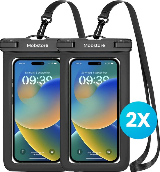 2x Waterdicht telefoonhoesje - Drybag set - Onderwater hoesje - Waterdichte telefoonhoesjes - Geschikt voor alle telefoons - Ook voor paspoort & betaalpassen - Waterbestendig - Premium kwaliteit - Mobstore - 2 STUKS