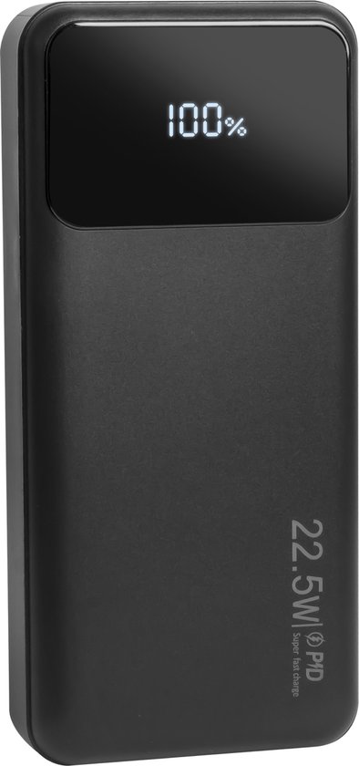 Nuvance Powerbank 20000 mAh - 22.5W Snellaad Functie - Usb, Usb-C & Micro Usb - Universeel voor Smartphones, Tablets & Gadgets - Reis Powerbanks - Zwart