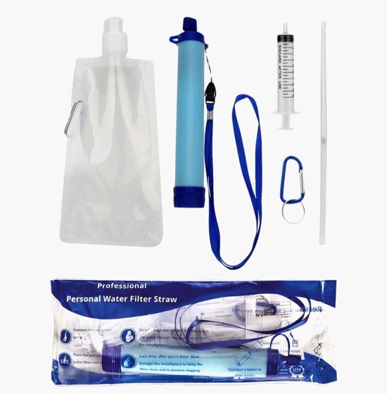 Waterfilter - Survival waterfilter Straw -Noodpakket - BPA-vrij - Filtert tot 1500L - camping en Reizen -Waterfilter - Drinkwater- water filter survival - personal water filter-