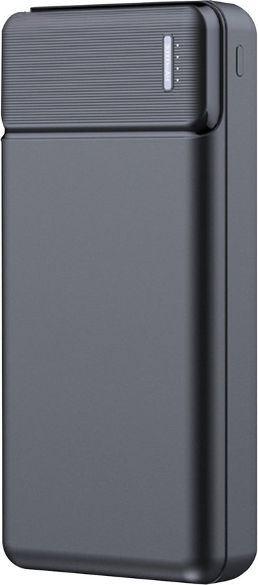 Powerbank 20000 mAh - 22.5W Snellader - 1x USB C input en output - 2x USB A output - 1x Micro USB input - USB A naar USB C kabel meegeleverd - Powerbank klein - Zwart