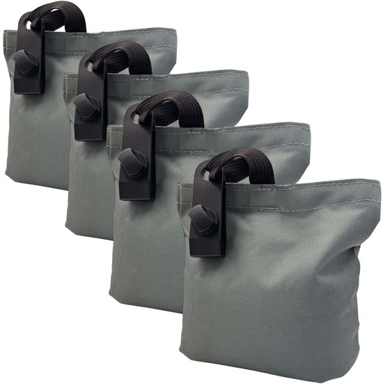 CUHOC Verzwaarzakjes – Zandzakjes - Set van 4 – Vulbare Ballastzakken voor Boothoes, Zwembadhoes, Tuinhoezen & Trampolinehoes – Waterbestendig – Grijs