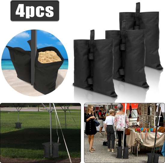 zandzakken gewichten partytent Gewichtszakken Gewichten Voor Paviljoen Waterdichte Zandzakken Voor Tent Set van 4 Stuks Zwart